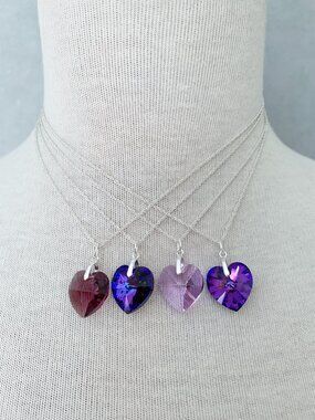 Swarovski Crystal 18mm Heart Pendants, Sterling Silver